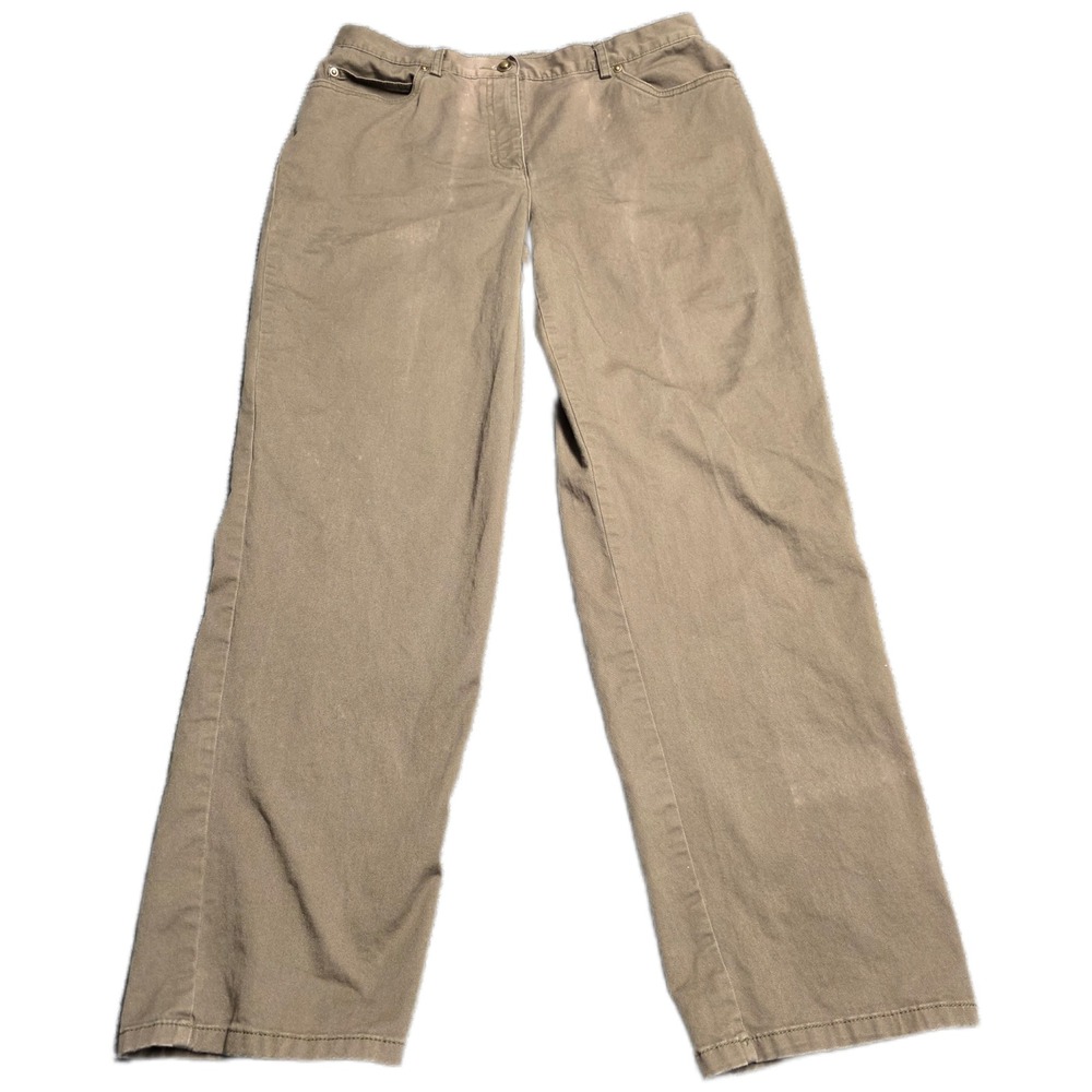 Ruby Rd. Straight Leg Pants Women's Size 10 Khaki Elastic Waist‎
